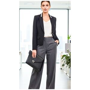 Cabi Blazer Double-Breasted black‎ cropped knit 
NWOT